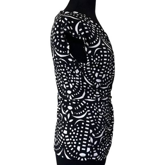 Worthington Geometric Blouse Cap Sleeve Polyester Blend Women's Size Petite S - Picture 3 of 13